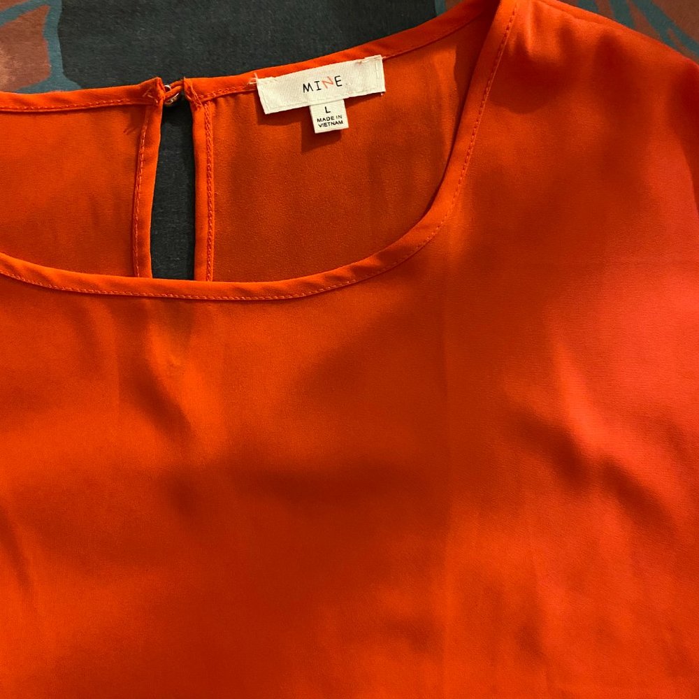 Bright Red Short Sleeve Blouse L NWOT - Picture 8 of 11
